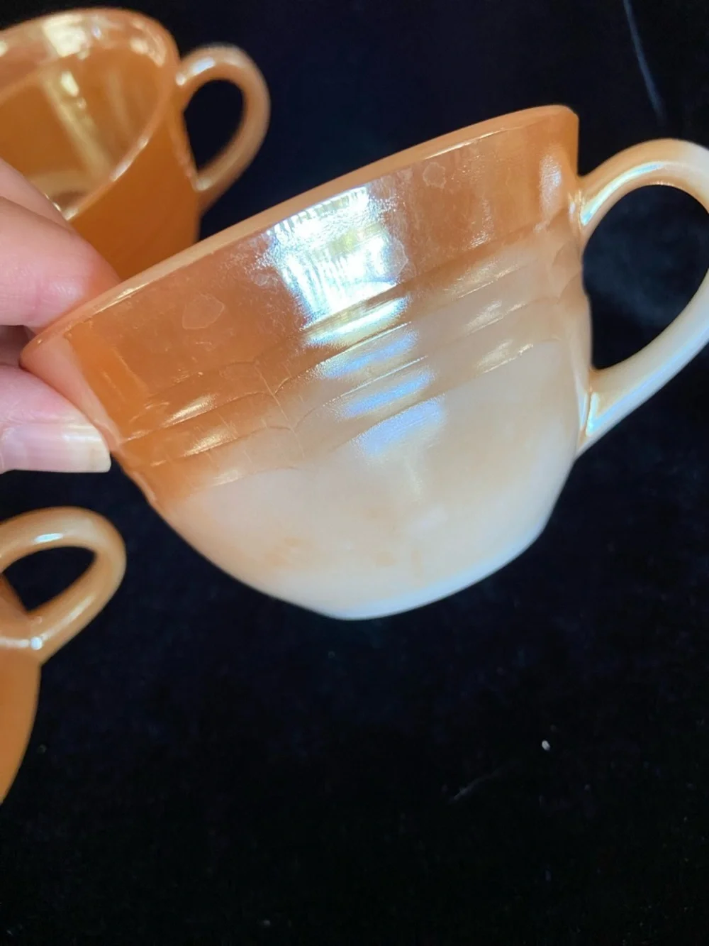 Lot of 8 FIRE KING Marigold Peach Luster Coffee Tea Cups READ